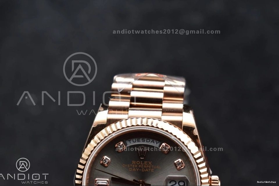 Diamond Square V5 Original DayDate RG (Gain Edition Dial Weight) President Best Steel 671 on 36 904L Grey with Bracelet vr3255 QF 0129